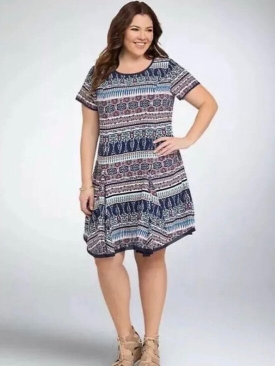 torrid Dresses & Skirts - Torrid Challis Tee Dress Multicolor Mixed Prints Mini size 3X